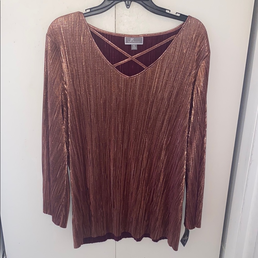 Elegant Metallic Long Sleeve Top